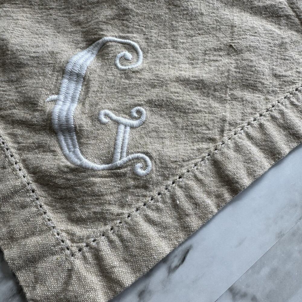 Mud Pie Cotton Initial Cotton Embroidered Dinner Napkin Set of 4 Letter G